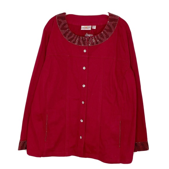 Quacker Factory Jackets & Coats Quacker Factory Womens Red Denim